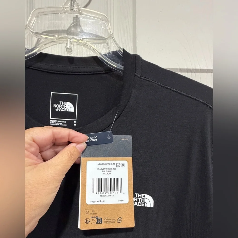 The North Face Men’s Medium Adventure Long-Sleeve Tee TNF Black NWT Logo Stretch